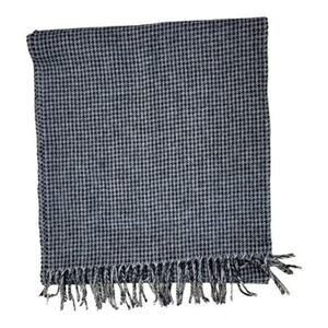 Amicale Camel Hair Fringe Scarf Gray Black